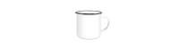 Emaille Tasse mit schwarzen Tassenrand