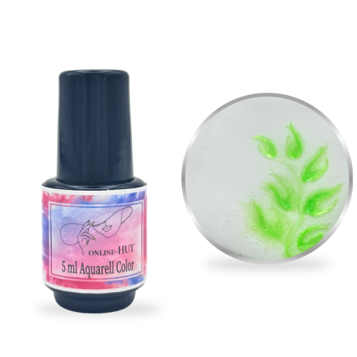 5ml Aquarellfarbe Hellgrün Metallic in Pinselflasche