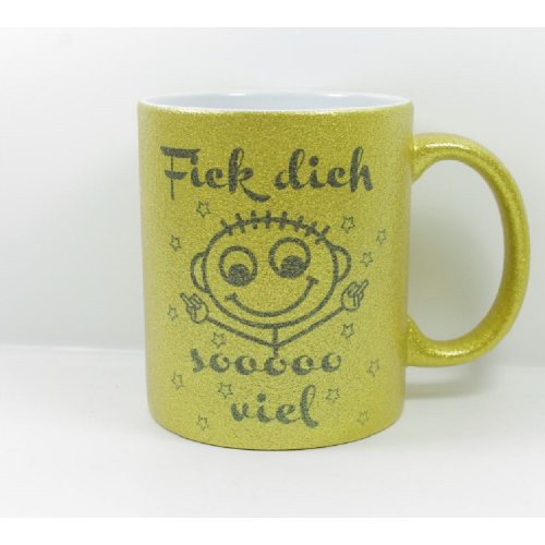Sprüche Tasse Glitzer Gold