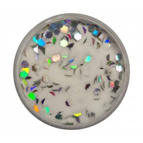 Acryl Puder Farbig Klar Pailletten Silber 3g