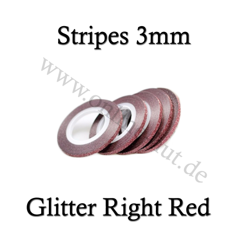 Nail Art Stripes Glitter Right Red 3mm