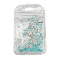 Acryl Flower - Nail Art - Perlen/ Silber - Baby Blau
