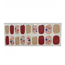 UV Polish Strip - gold bordeaux flowers meadow