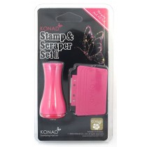 KONAD STAMPING SET II - STEMPEL Pink klein & SCRAP