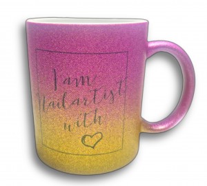 Online-hut Tasse - I am Nailartist with heart - Verlauf Pink/Gold Glitzer 