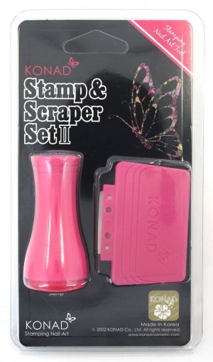 KONAD STAMPING SET II - STEMPEL Pink klein & SCRAP