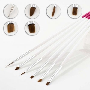 5+1er Pinsel-Set und Dotting Tool mit weiss-pinkem Stil