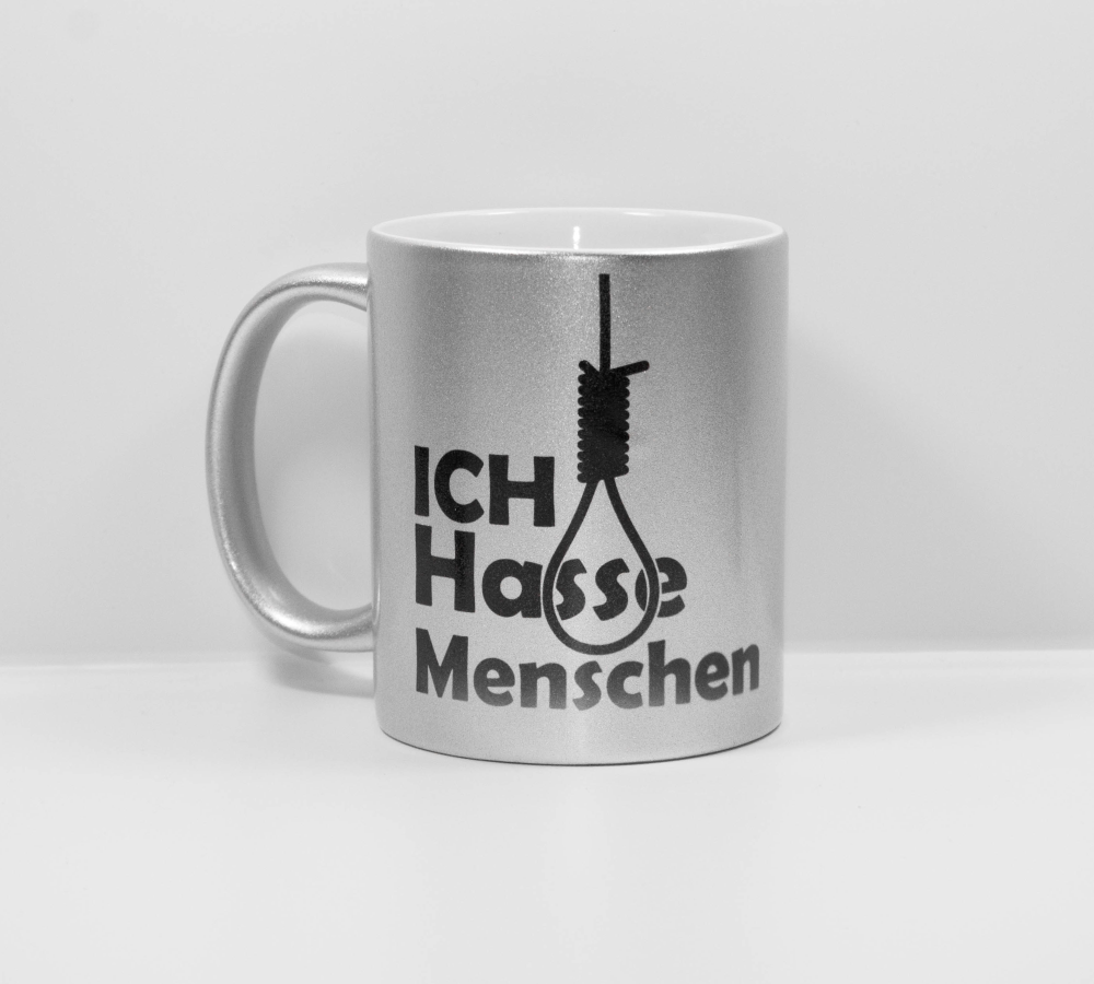 Sprüche Tasse Metallic Silber